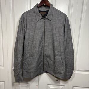 Fairlane & Sons Gray Zip Jacket Men L Lightweight Modern Textured Minimalist